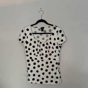 Ann Taylor Factory Black and White Polka Dot Top